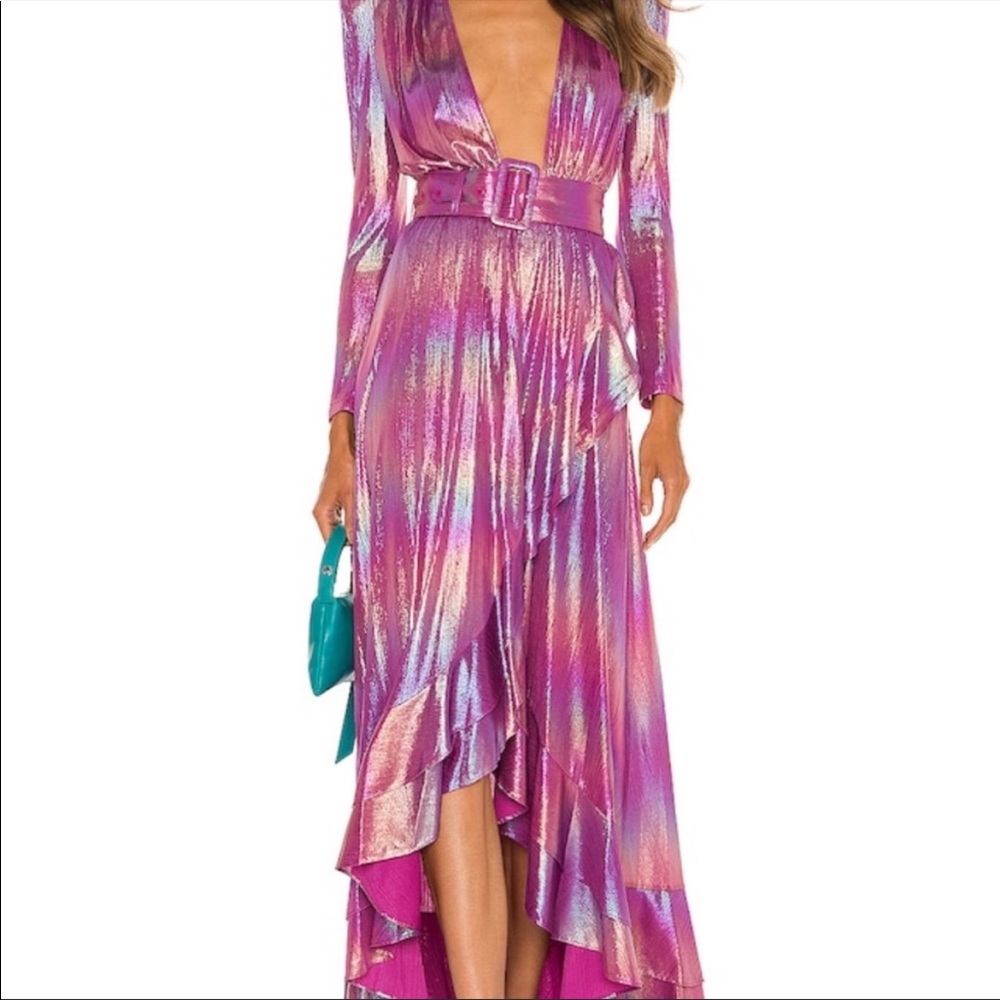Retrofete harmony dress in metallic pink. Size small.